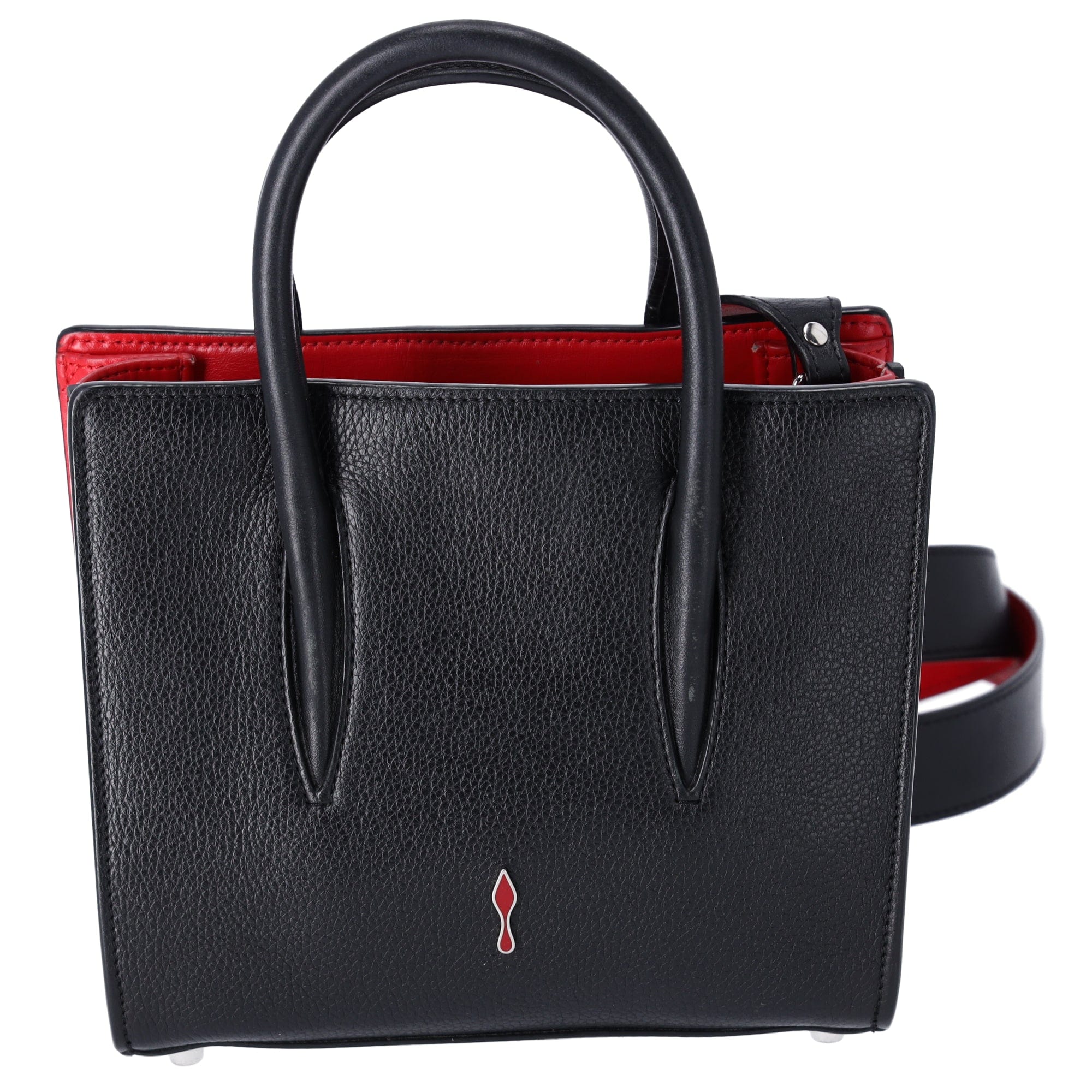 Christian Louboutin Paloma S Mini Handbag Black Silver Red Leather Nylon