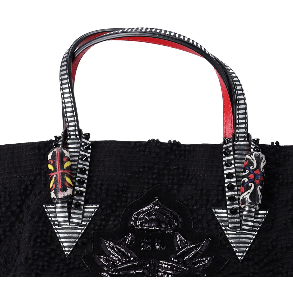 Christian Louboutin Portugaba Tote Bag 3195183 Black Red Multi Canvas Leather