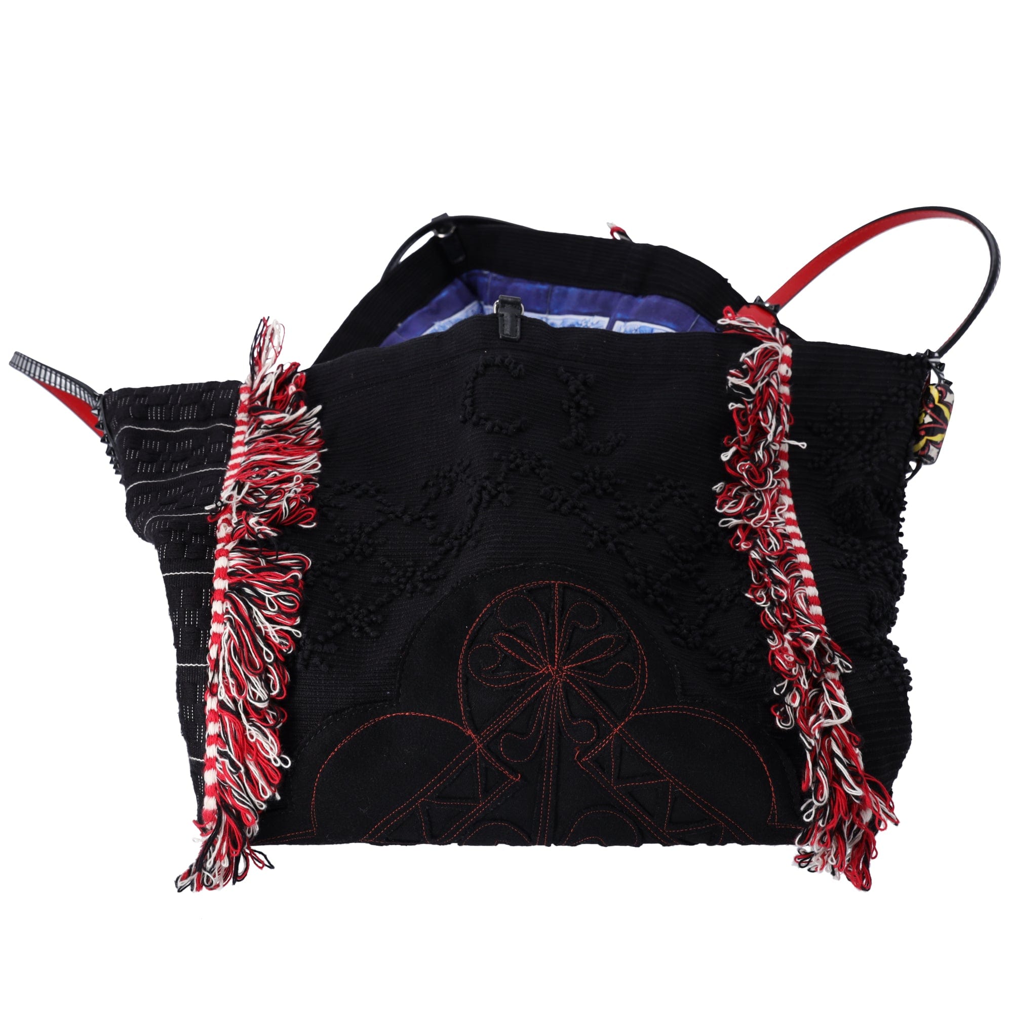 Christian Louboutin Portugaba Tote Bag 3195183 Black Red Multi Canvas Leather
