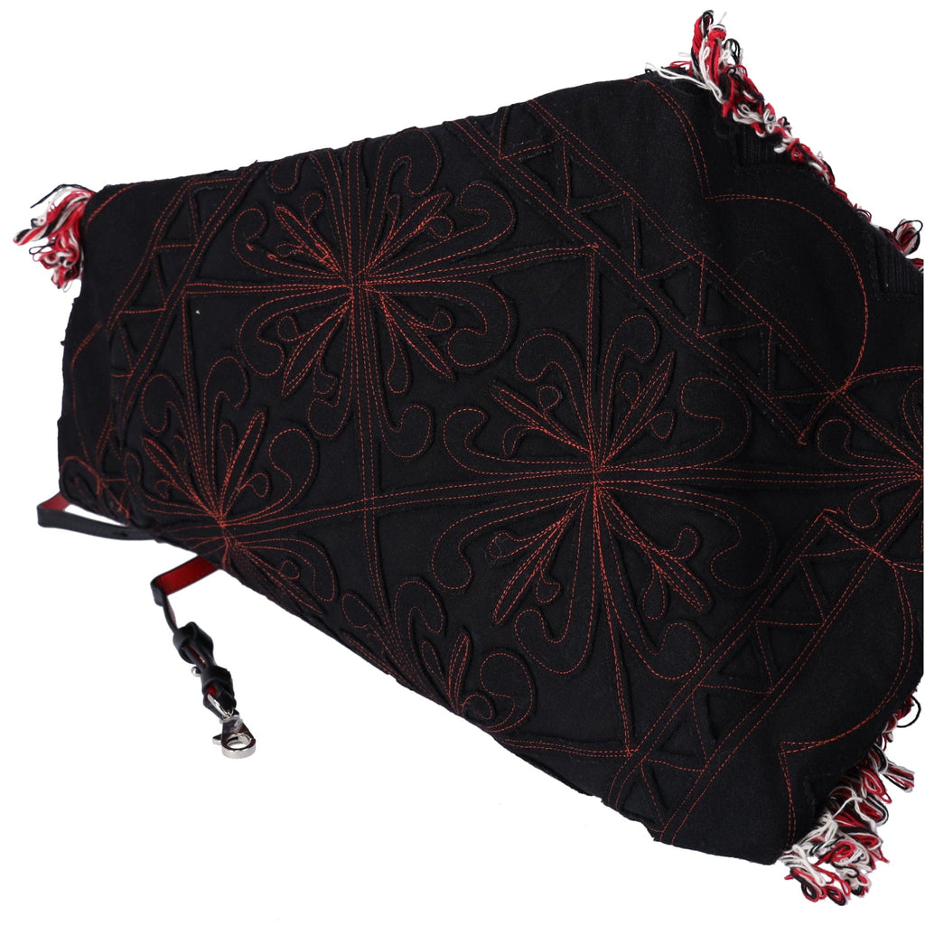 Christian Louboutin Portugaba Tote Bag 3195183 Black Red Multi Canvas Leather