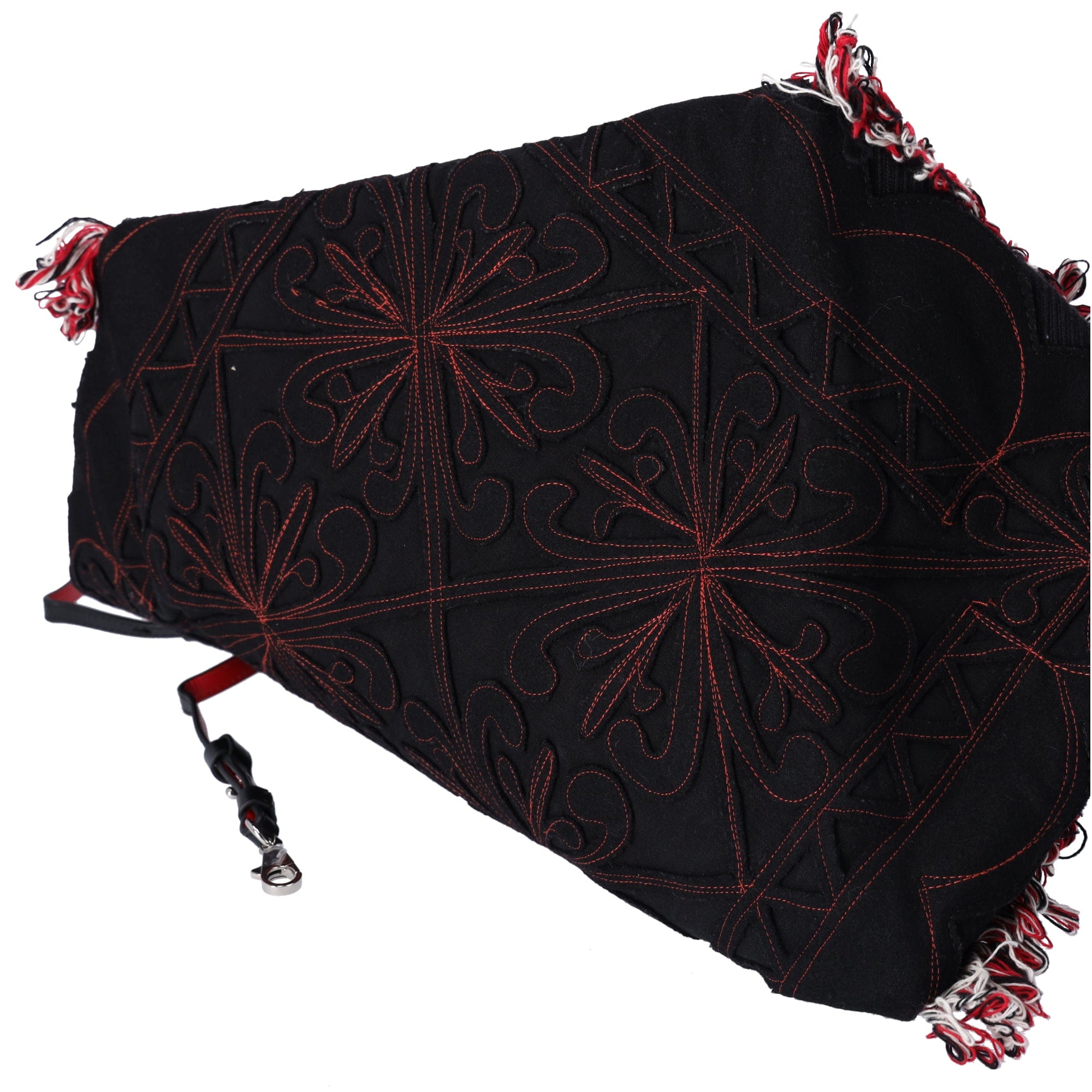Christian Louboutin Portugaba Tote Bag 3195183 Black Red Multi Canvas Leather