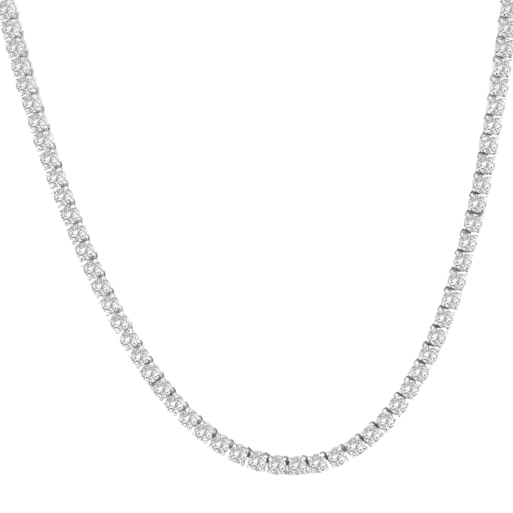 24 Ct TW Round Cut lab Grown Diamond Tennis Necklace 14K White Gold 23"