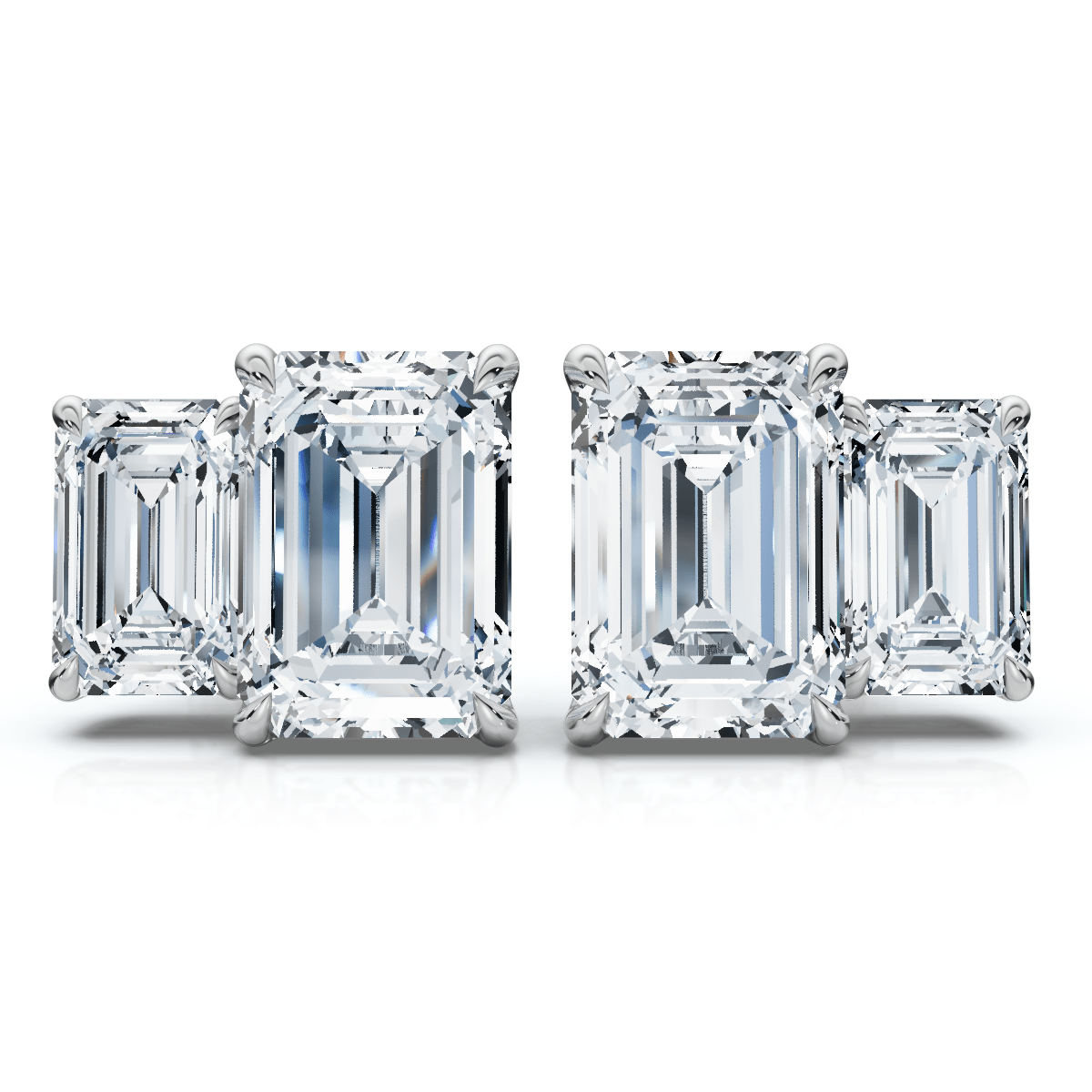 1 1/2Ct Emerald Cut Toi et Moi Diamond Earrings 14k Gold Lab Grown