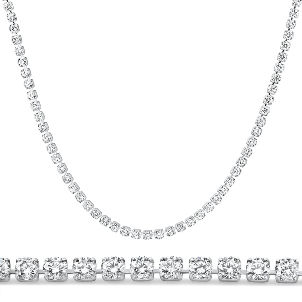 Platinum 8 3/4Ct Diamond Tennis Necklace Lab Grown 17" Size: 17