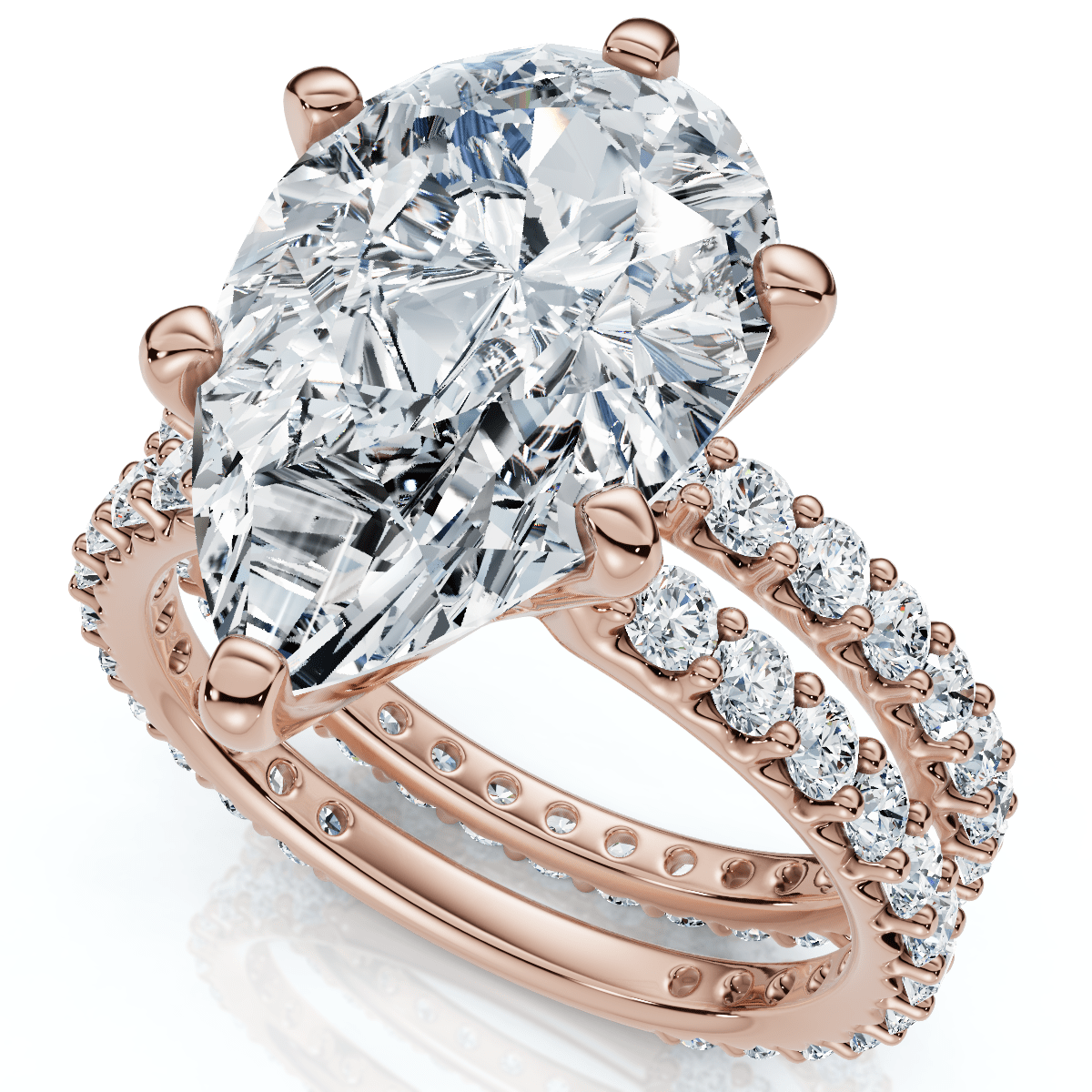 Certified 5.40Ct Pear Engagement Ring Wedding Band Set 14k Gold/Pt Lab Grown