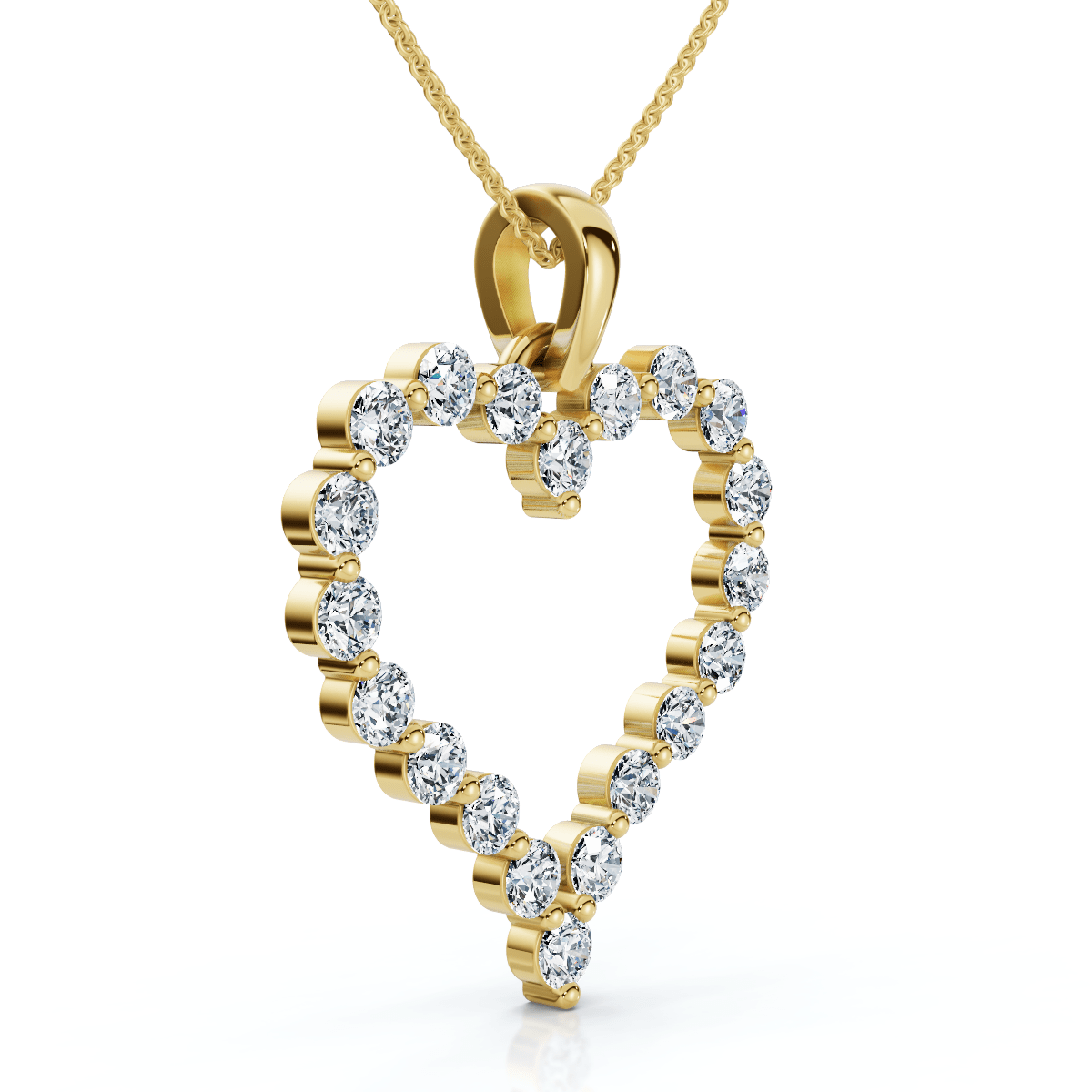 1Ct Diamond Heart Pendant 10k Gold Lab Grown 18" Women's Necklace Size: 1" Tall