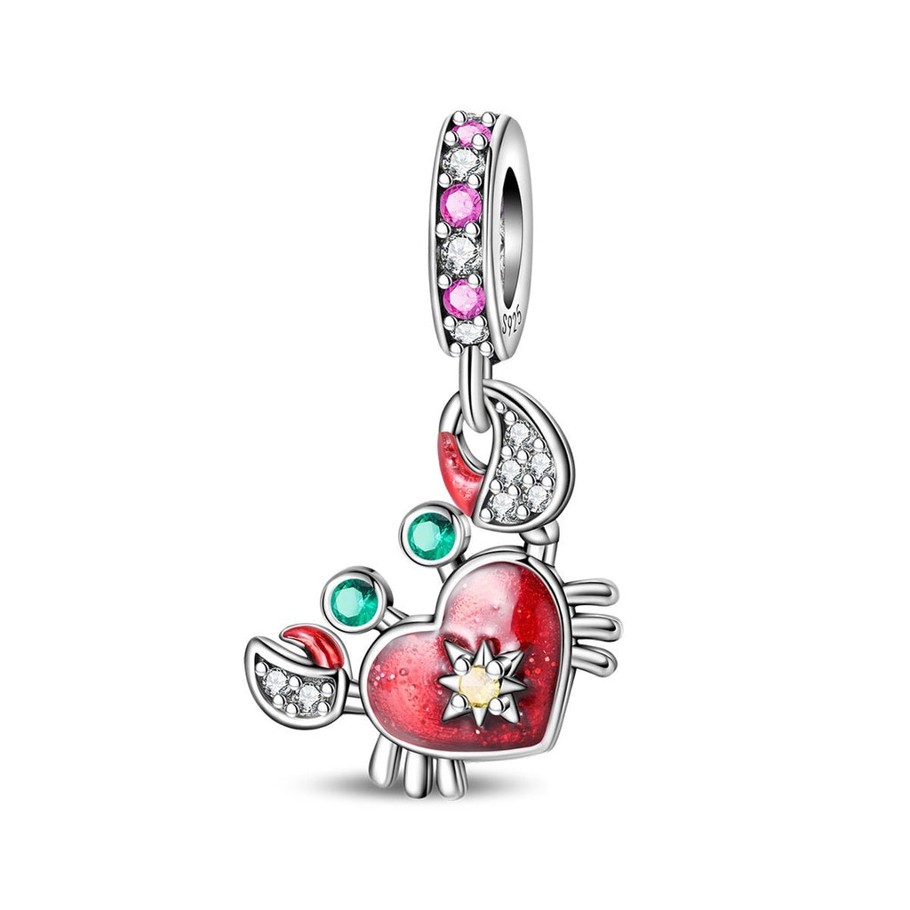 Crab with Heart Shell Dangle Charm