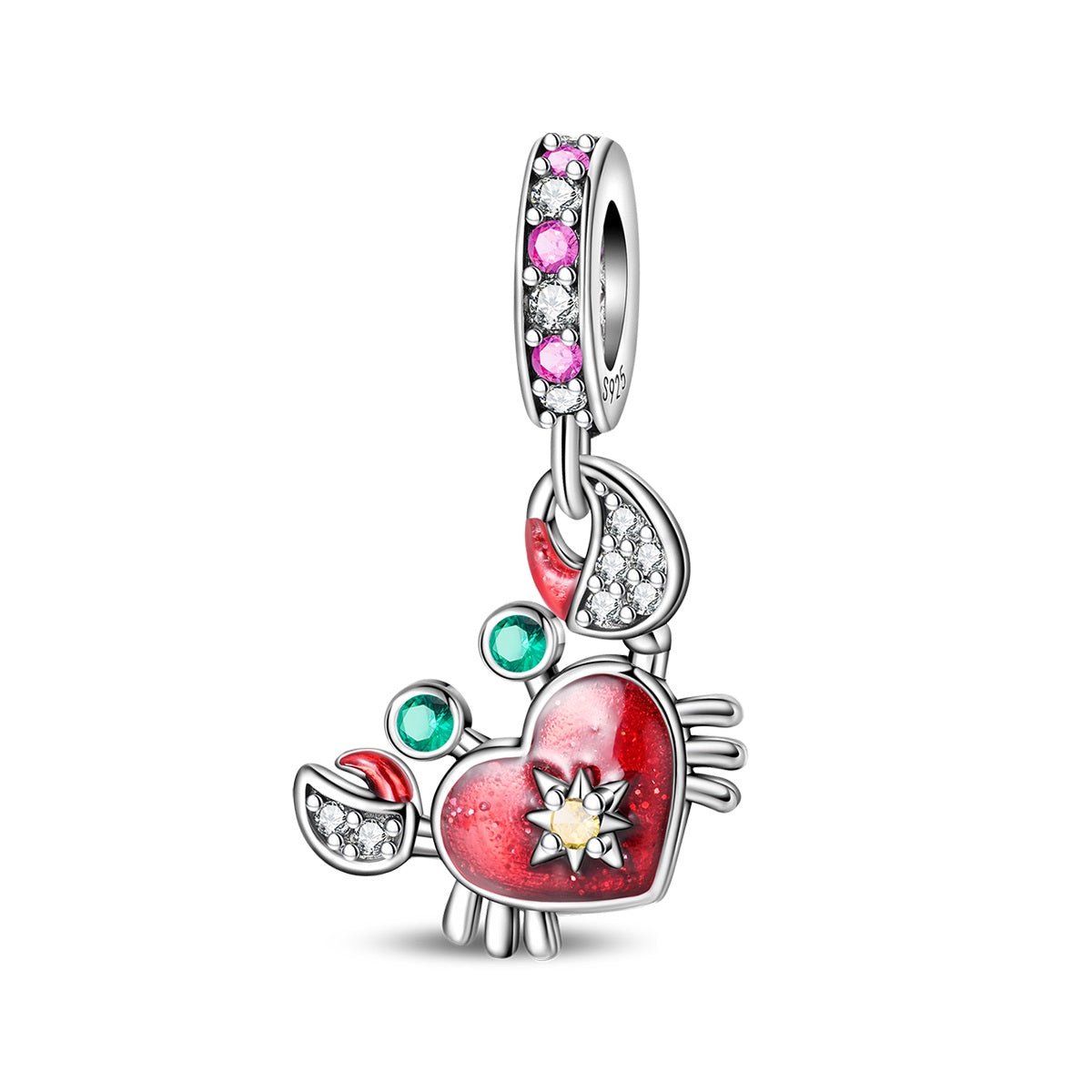 Crab with Heart Shell Dangle Charm