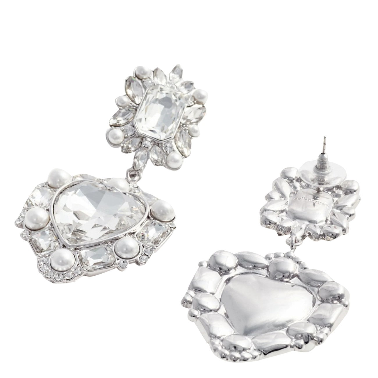 Self Portrait Women Crystal Pearl Heart Earrings