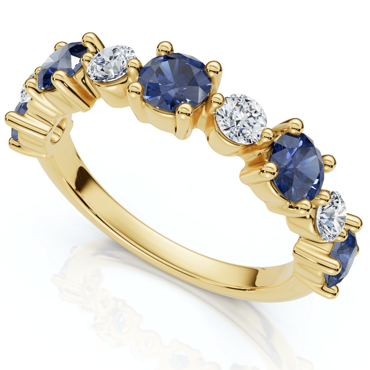 1Ct Sylvia Blue Sapphire & Diamond Wedding Ring Gold Lab Grown