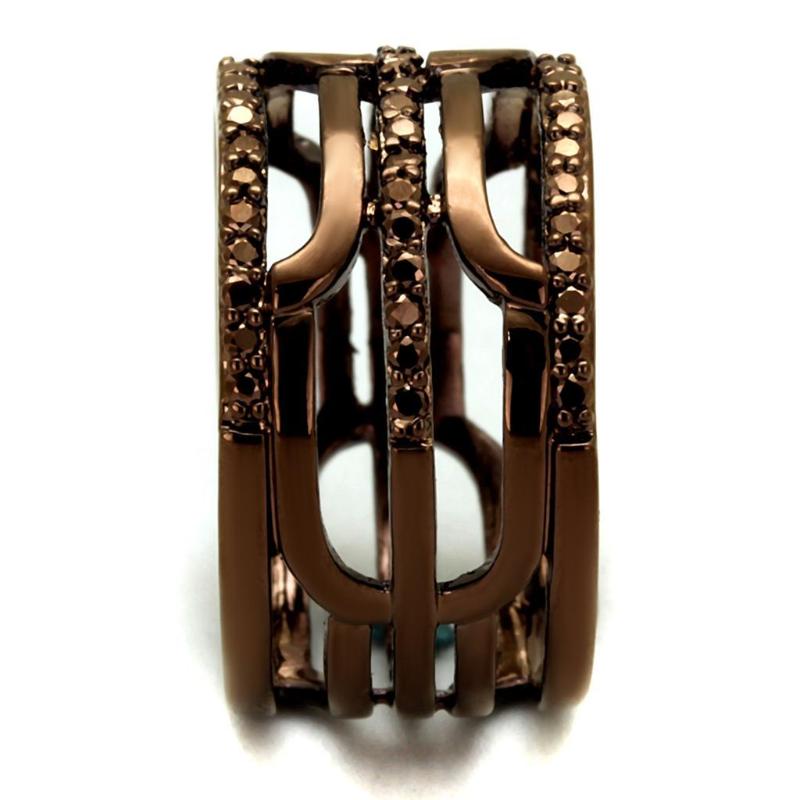 IP Coffee light Brass Ring with AAA Grade CZ in Light Coffee