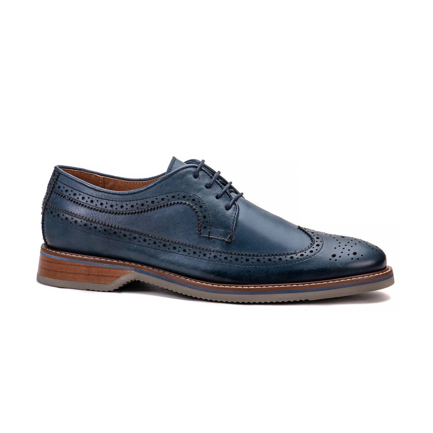 Men's Brasilia Leather Derby Shoes In Blue