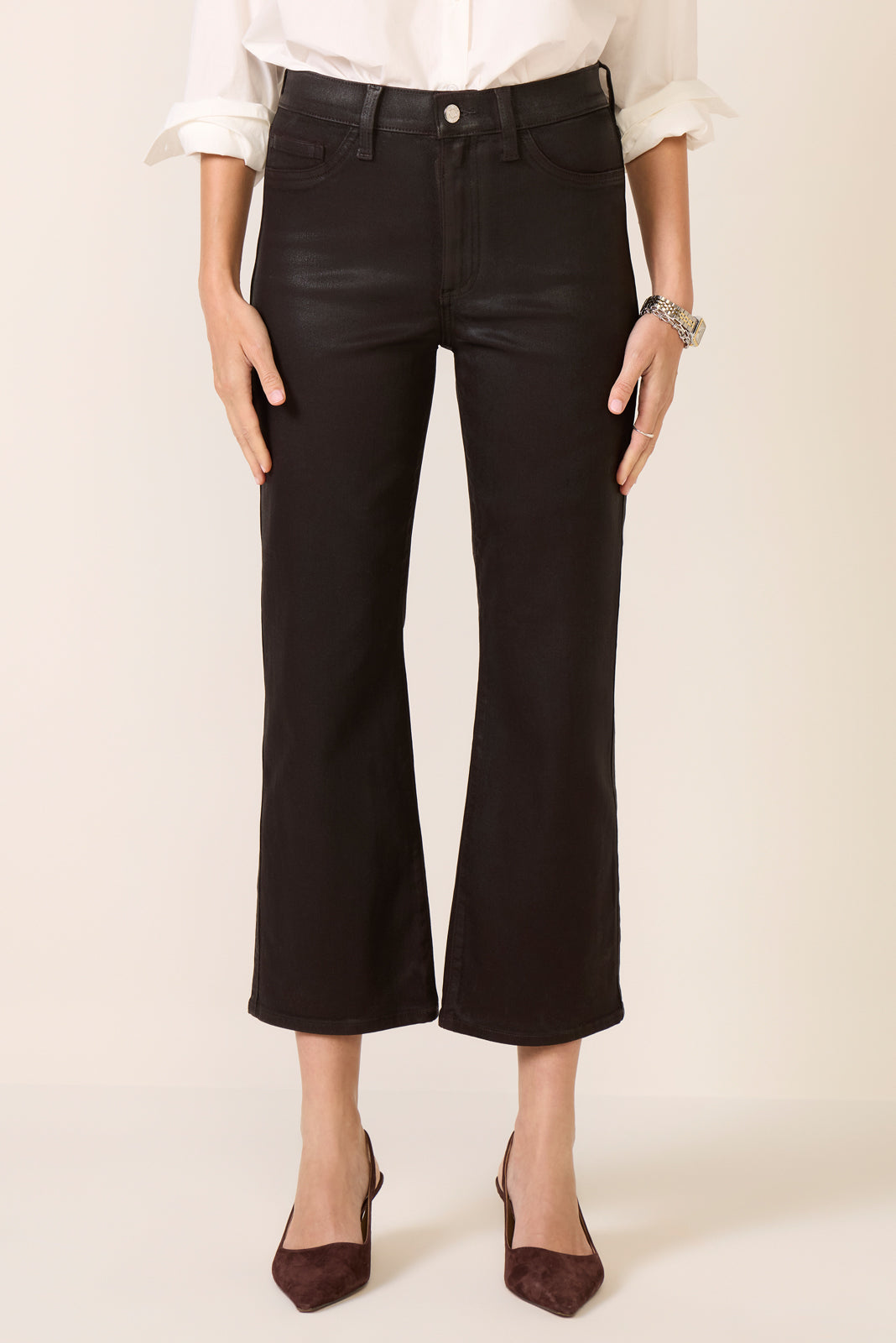 Women's Coated Lennon Crop Bootcut Pants