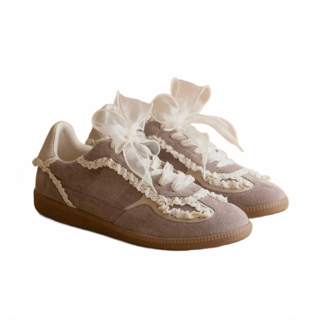 Women's April Lace Trimmed Retro Sneaker In Dark Grey
