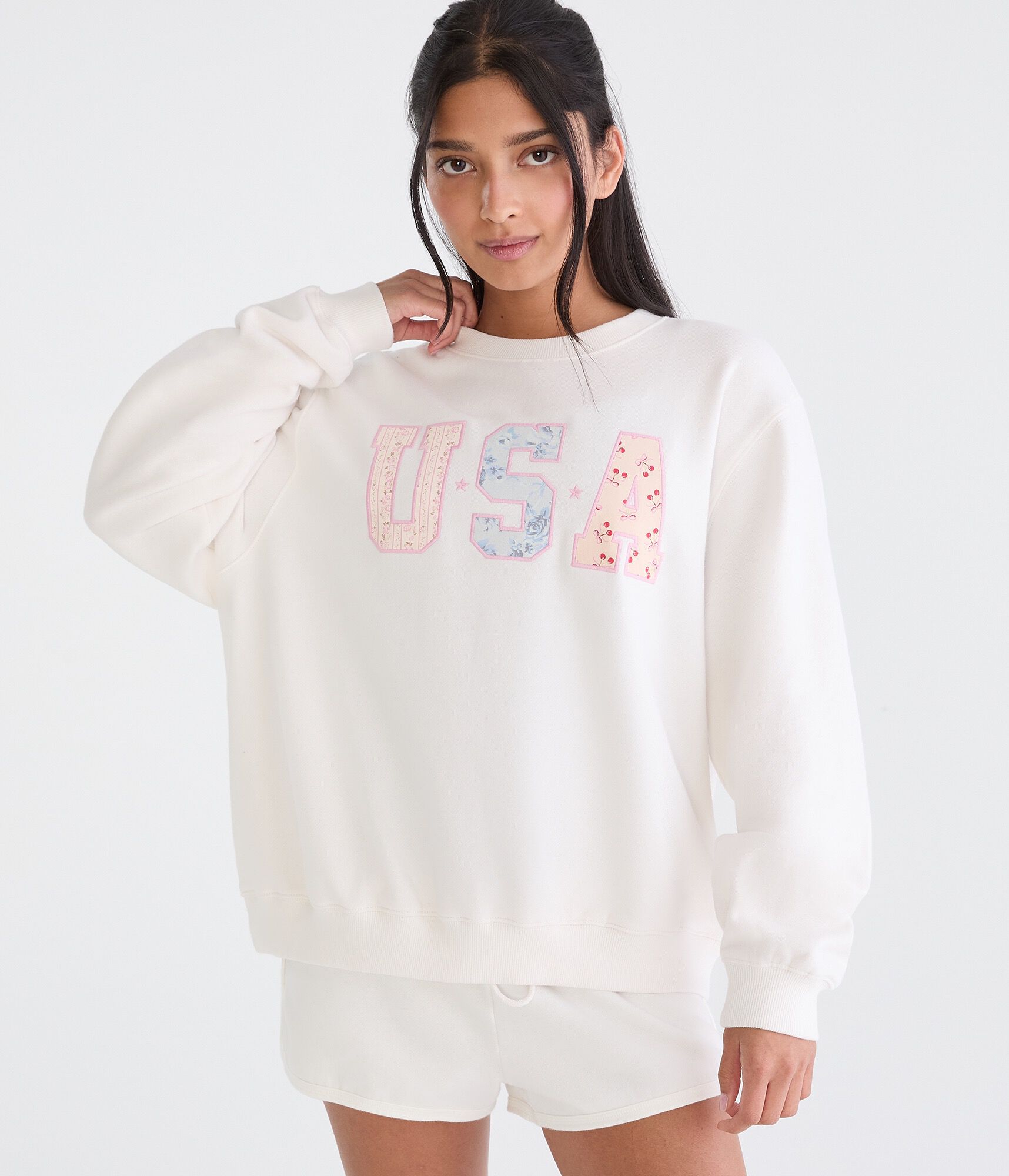 Aeropostale Cloud Soft Usa Oversized Crew Sweatshirt