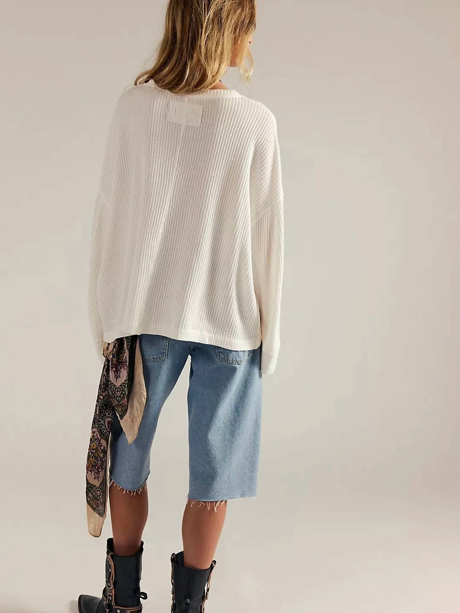 Dawson Pocket Thermal Top In Clean Ivory