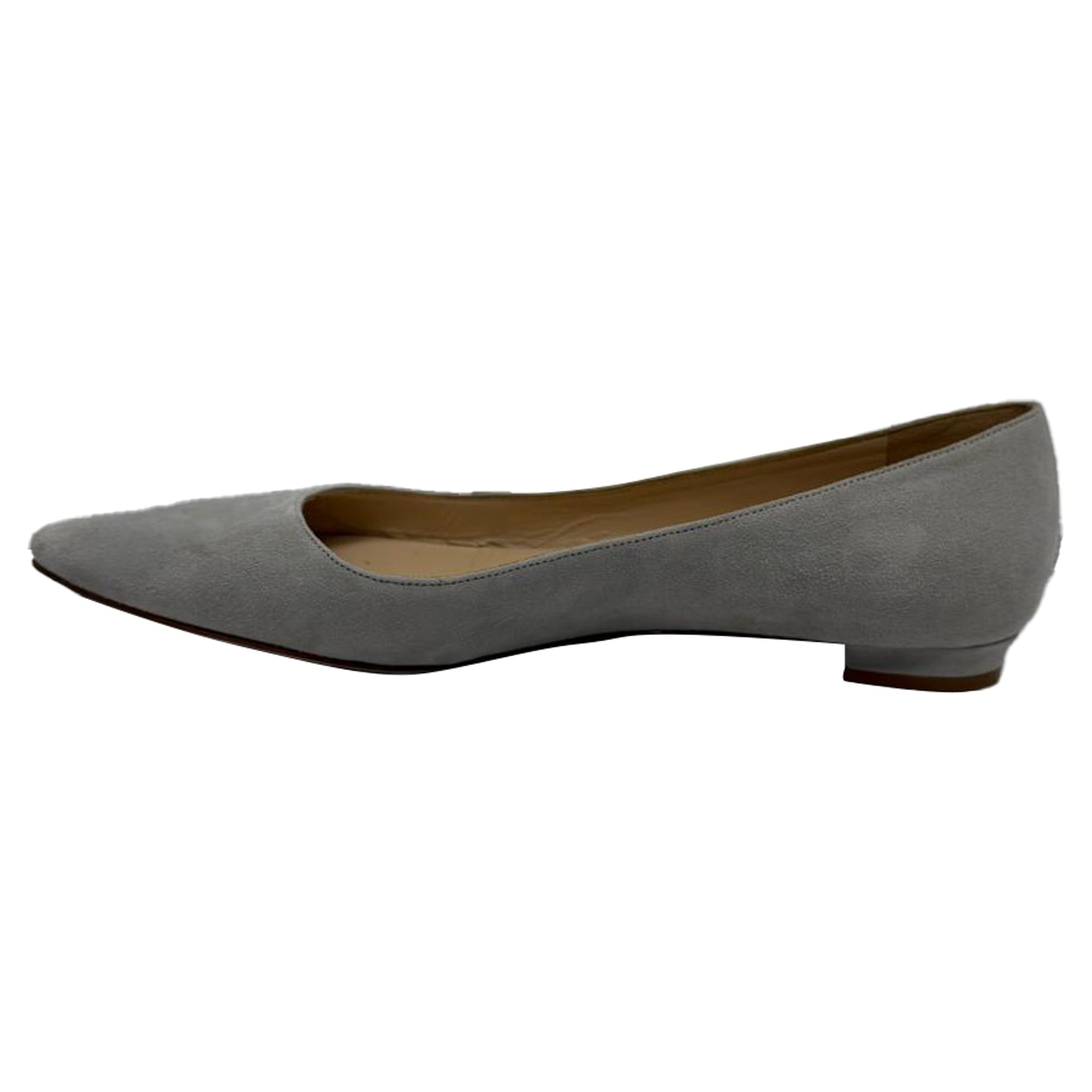 Manolo Blahnik Pointed Toe Flats in Grey Suede