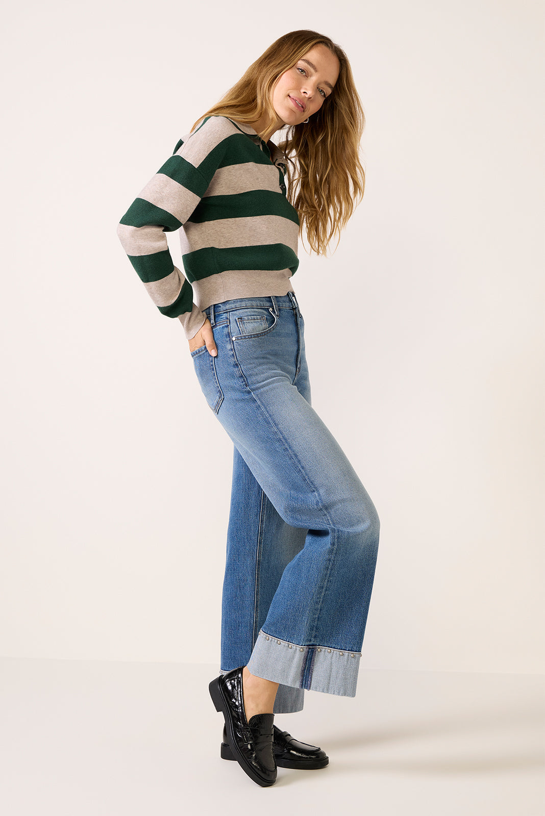 Women's Ever Vintage Hem w Studs Wide Leg Jean