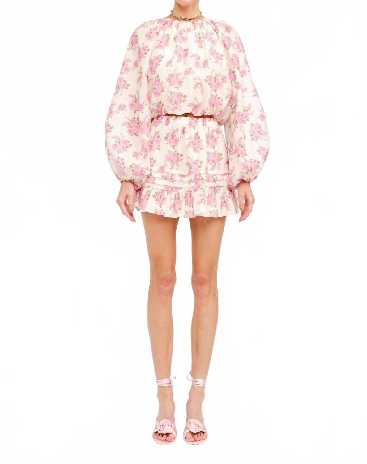 Rose Garden Floral Mini Skirt In Pink