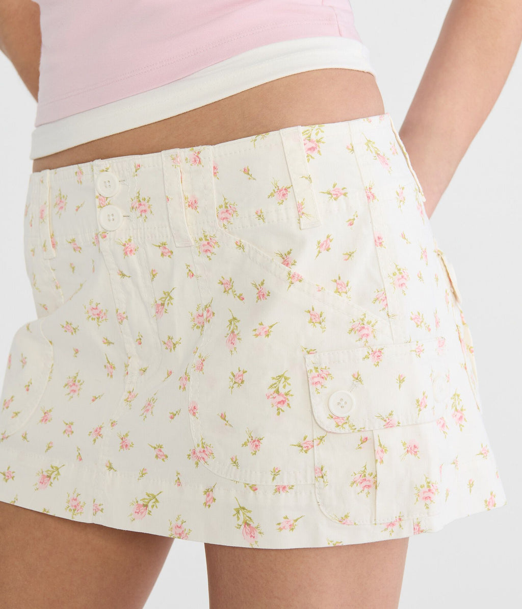 Aeropostale Floral Twill Cargo Low-Rise Mini Skirt