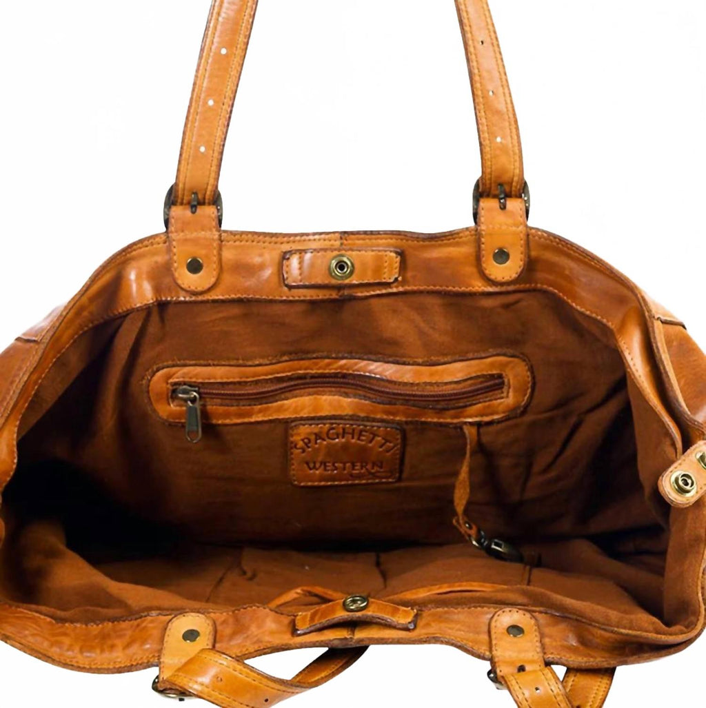 Women's Genuine Leather Tote Bag In Tan