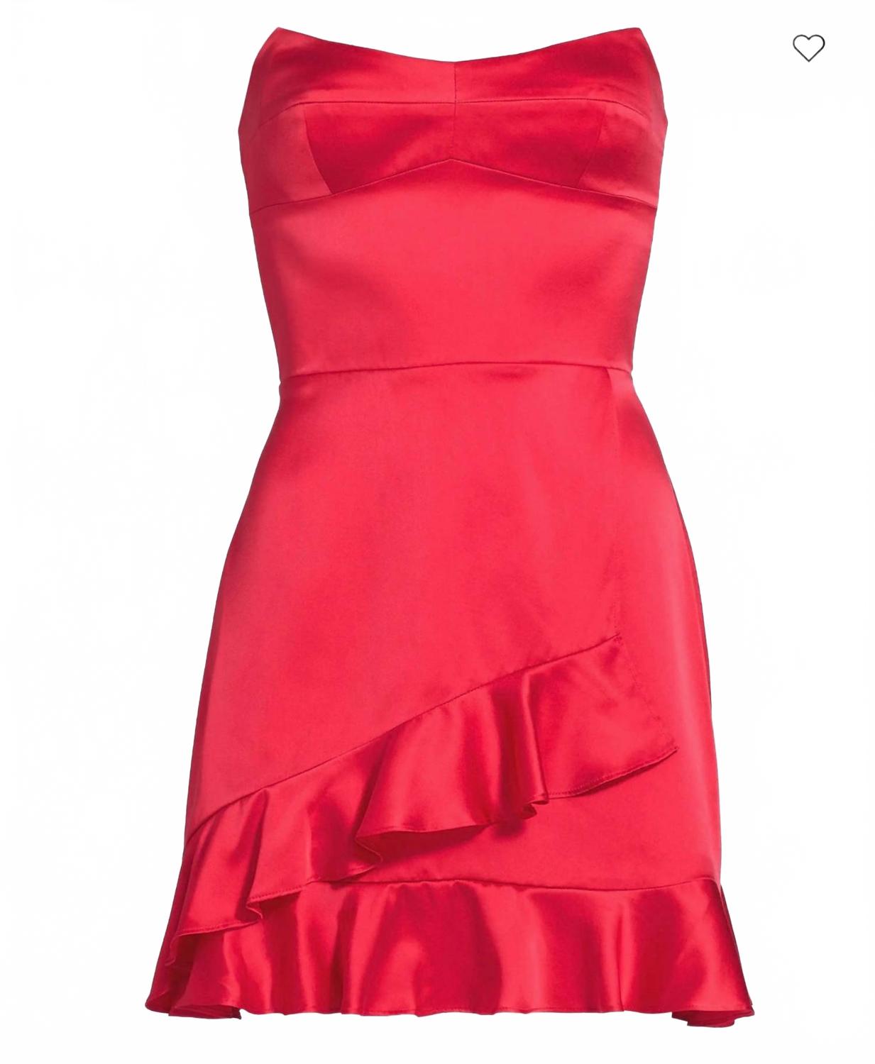 Magnolia Ruffled Silk Strapless Mini Dress In Red