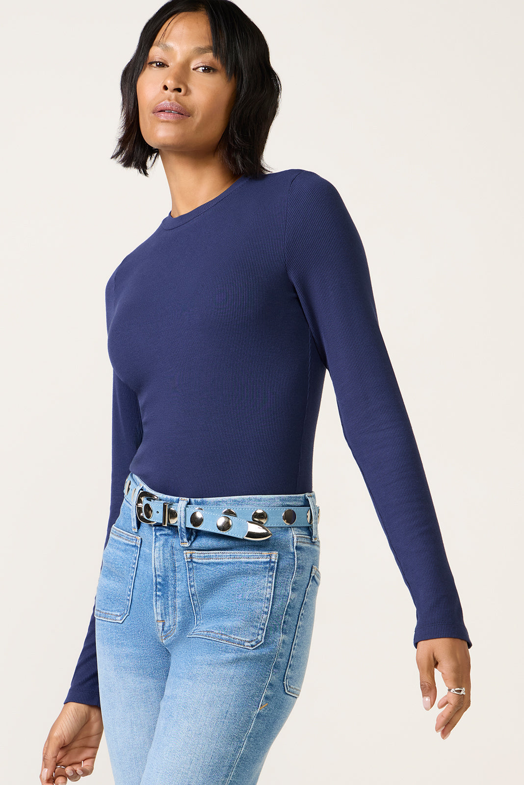 Women's Rilo Ribbed Snap Long Sleeve Top