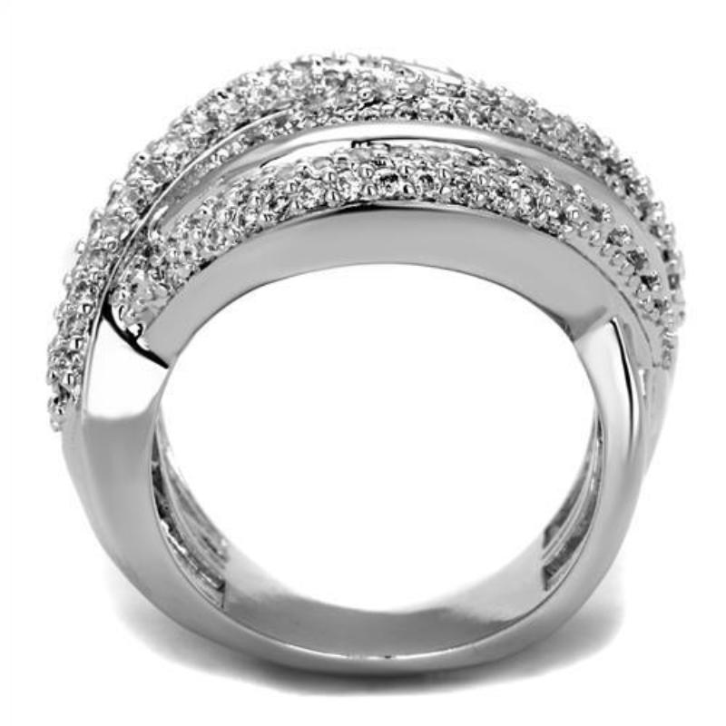 Rhodium Brass Ring with AAA Grade CZ in Clear