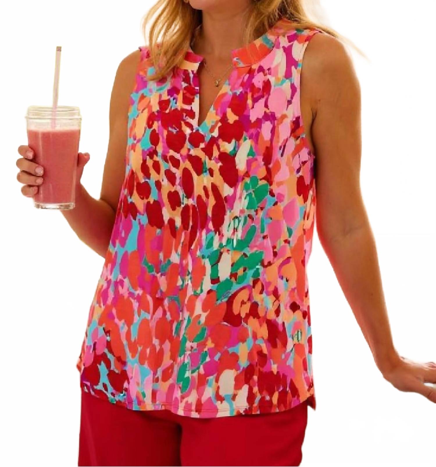 Floral Print Sleeveless Top In Multi