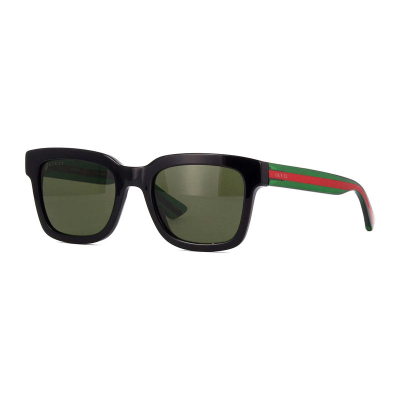 Gucci Sunglasses Square Full Rim, Black Green Frame And Green Lens Gg0001S002