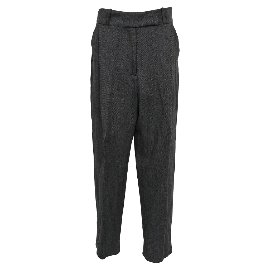 Totême Deep Pleat Trouser Wide Leg Pants in Grey Wool
