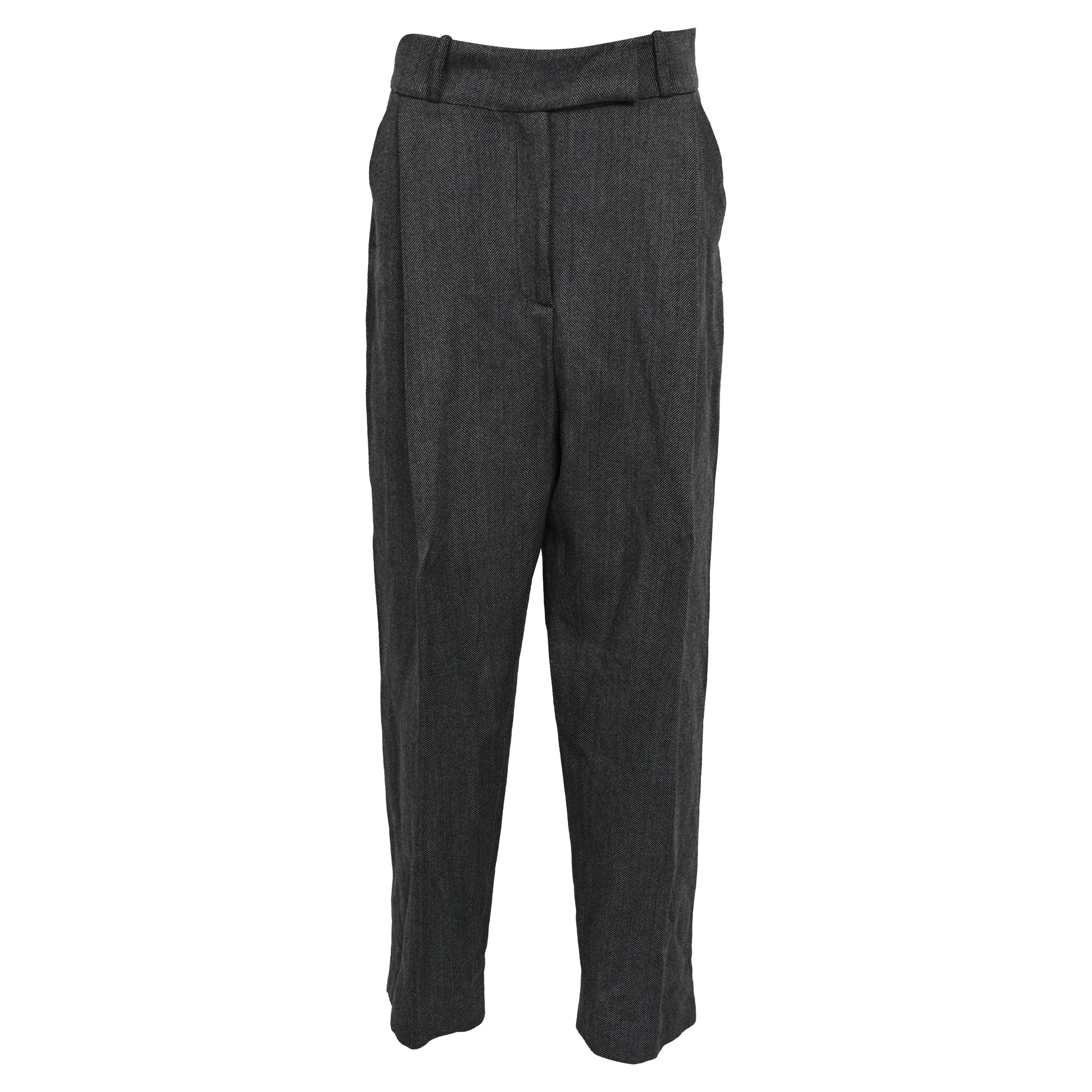 Totême Deep Pleat Trouser Wide Leg Pants in Grey Wool