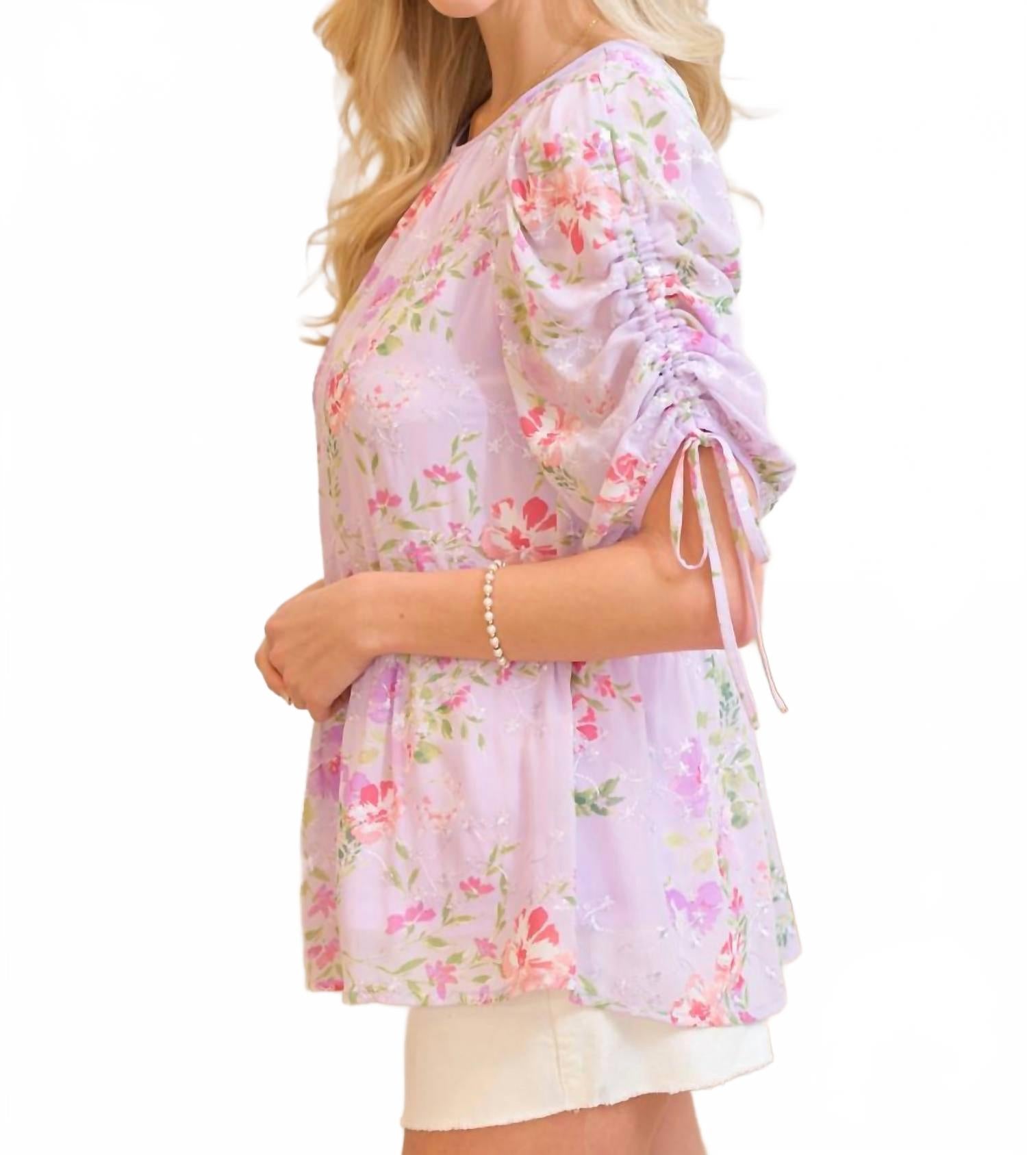 Sweet Pea Drop Waist Top In Pink Multi