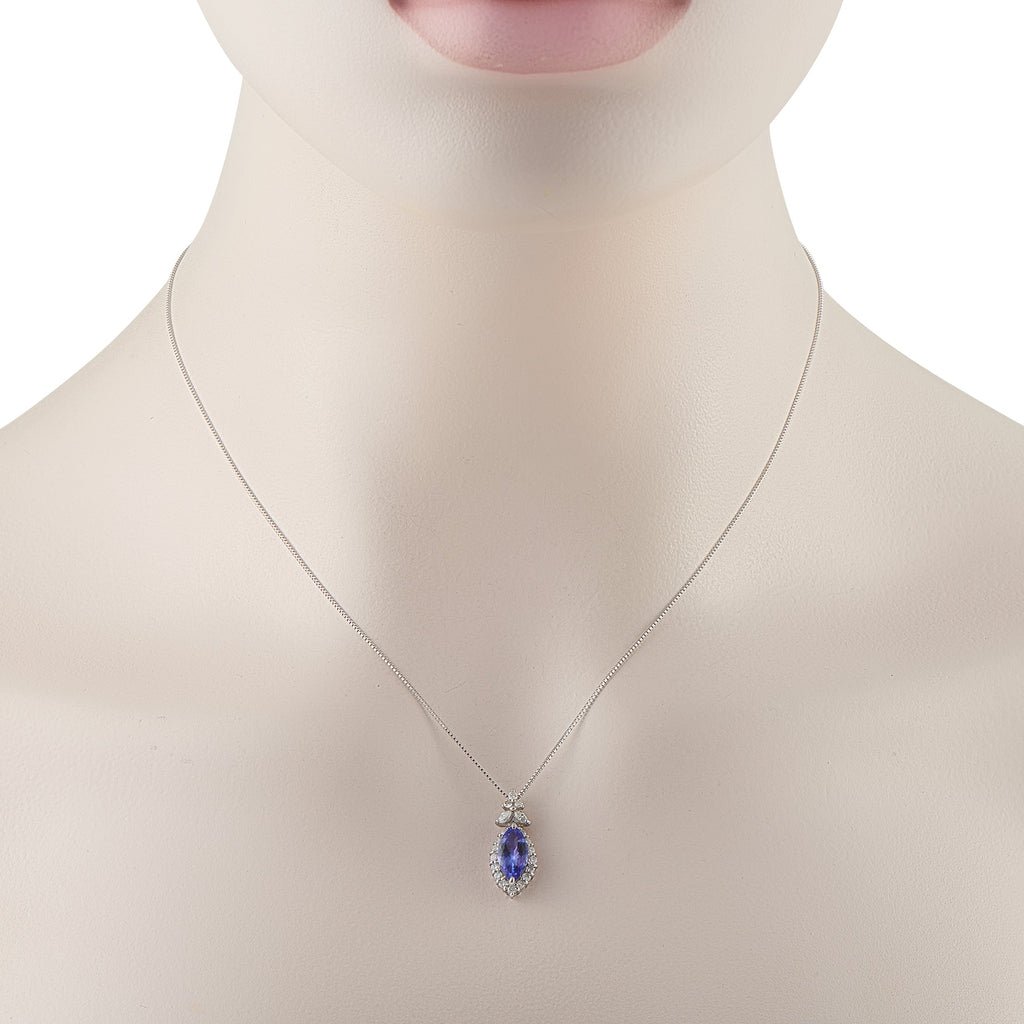 LB Exclusive Platinum 0.24ct Diamond and Tanzanite Pendant Necklace MF18-041326