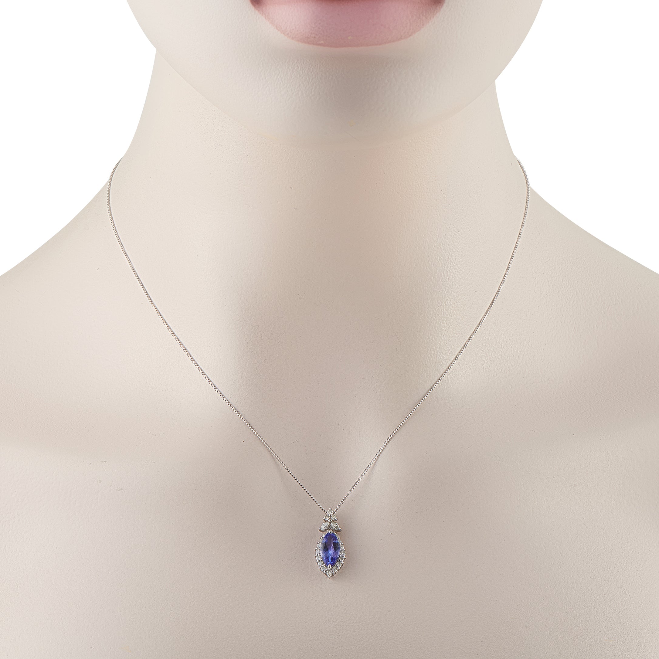 LB Exclusive Platinum 0.24ct Diamond and Tanzanite Pendant Necklace MF18-041326