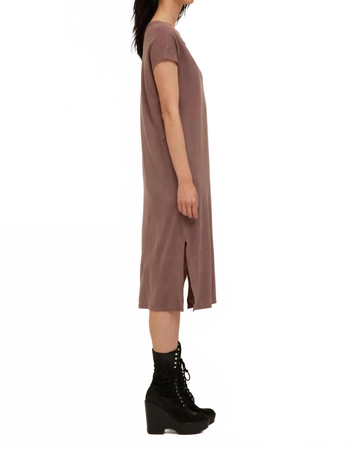 Alina Washed Midi Dress In Deep Taupe