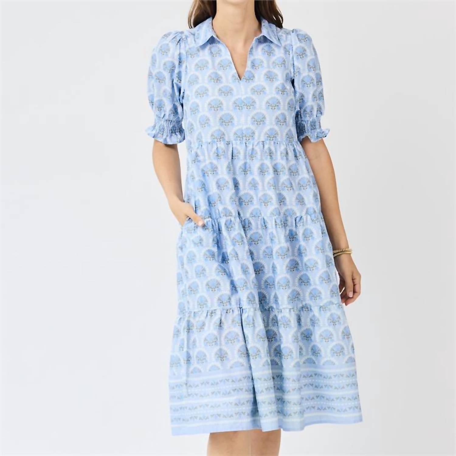 Molly Sunshower Flora Dress In Blue