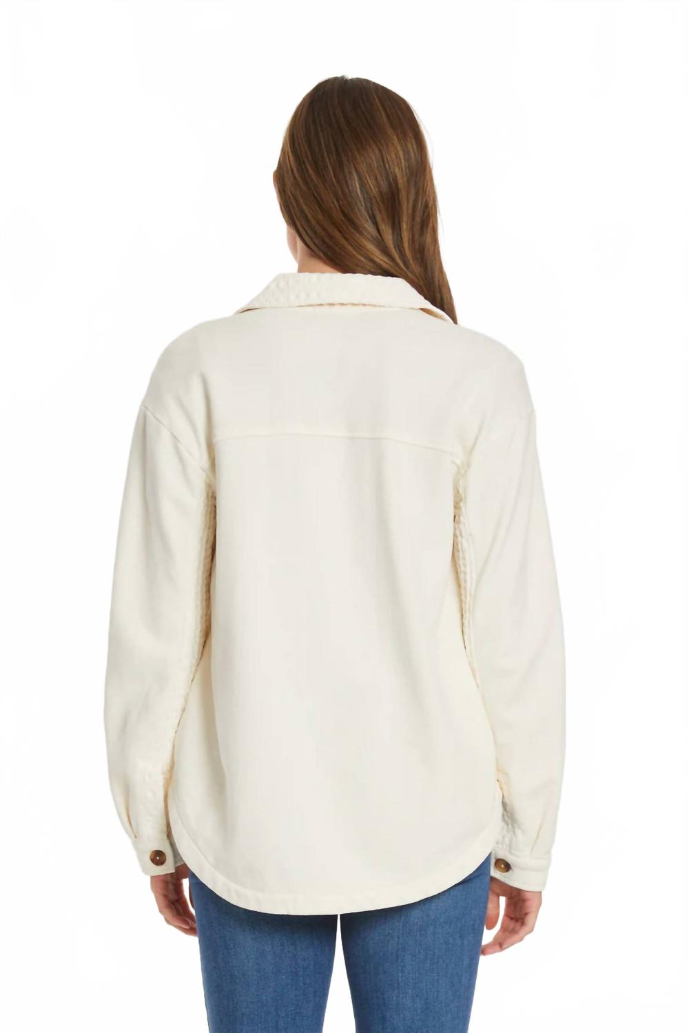Mixed Texture Oversized Shacket In Milk Frost