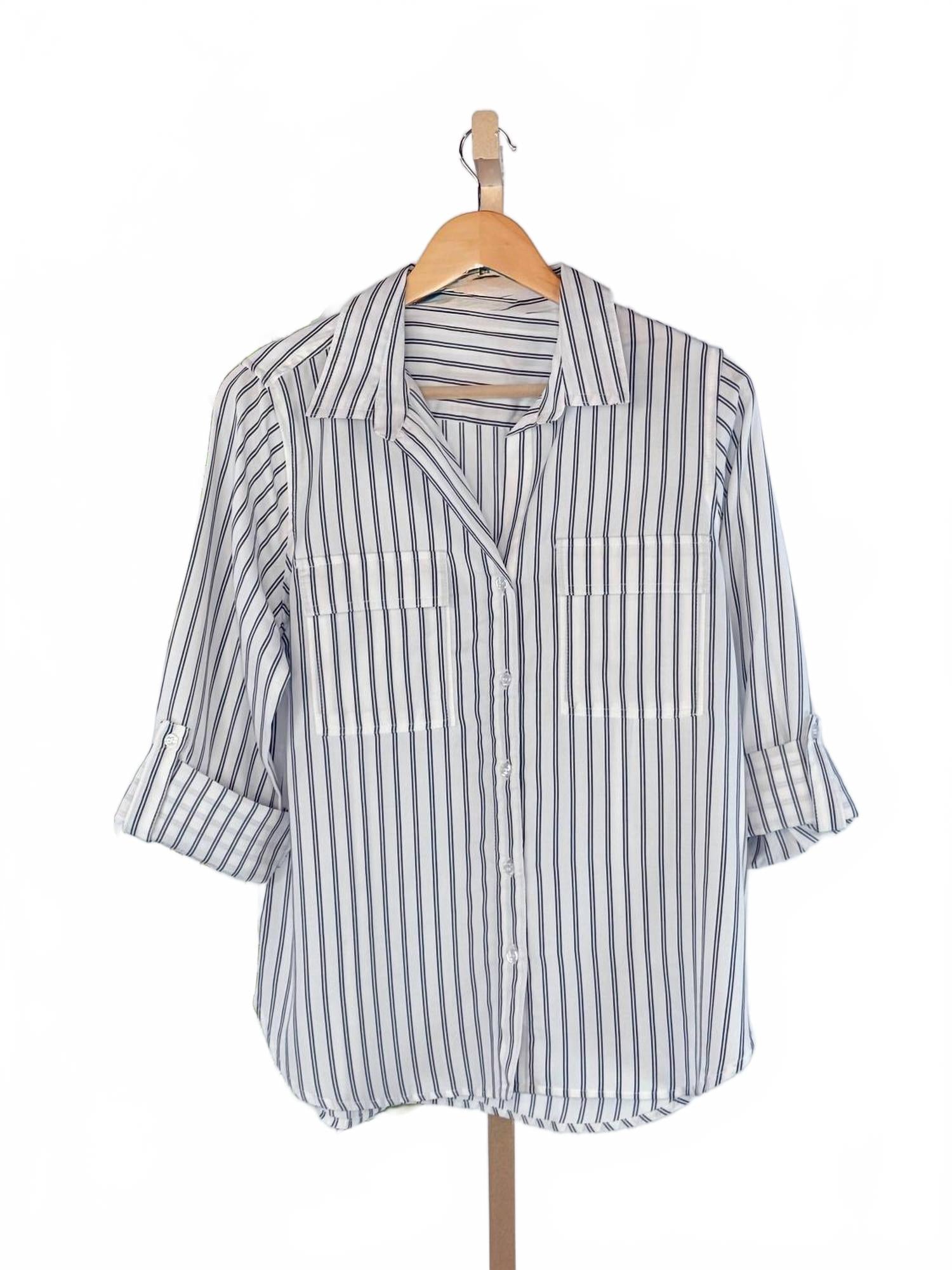 Talma Stripe Button Down Shirt In Mood Indigo
