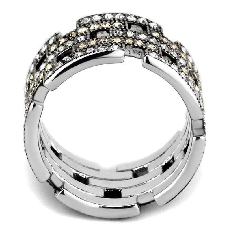 High polished (no plating) Stainless Steel Ring with Top Grade Crystal in Multi Color