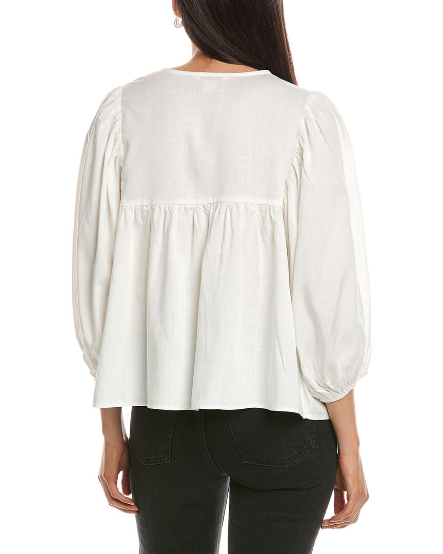 Nanette Nanette Lepore Balloon Sleeve Linen-Blend Blouse