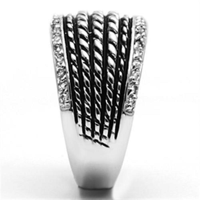 Rhodium Brass Ring with AAA Grade CZ in Clear