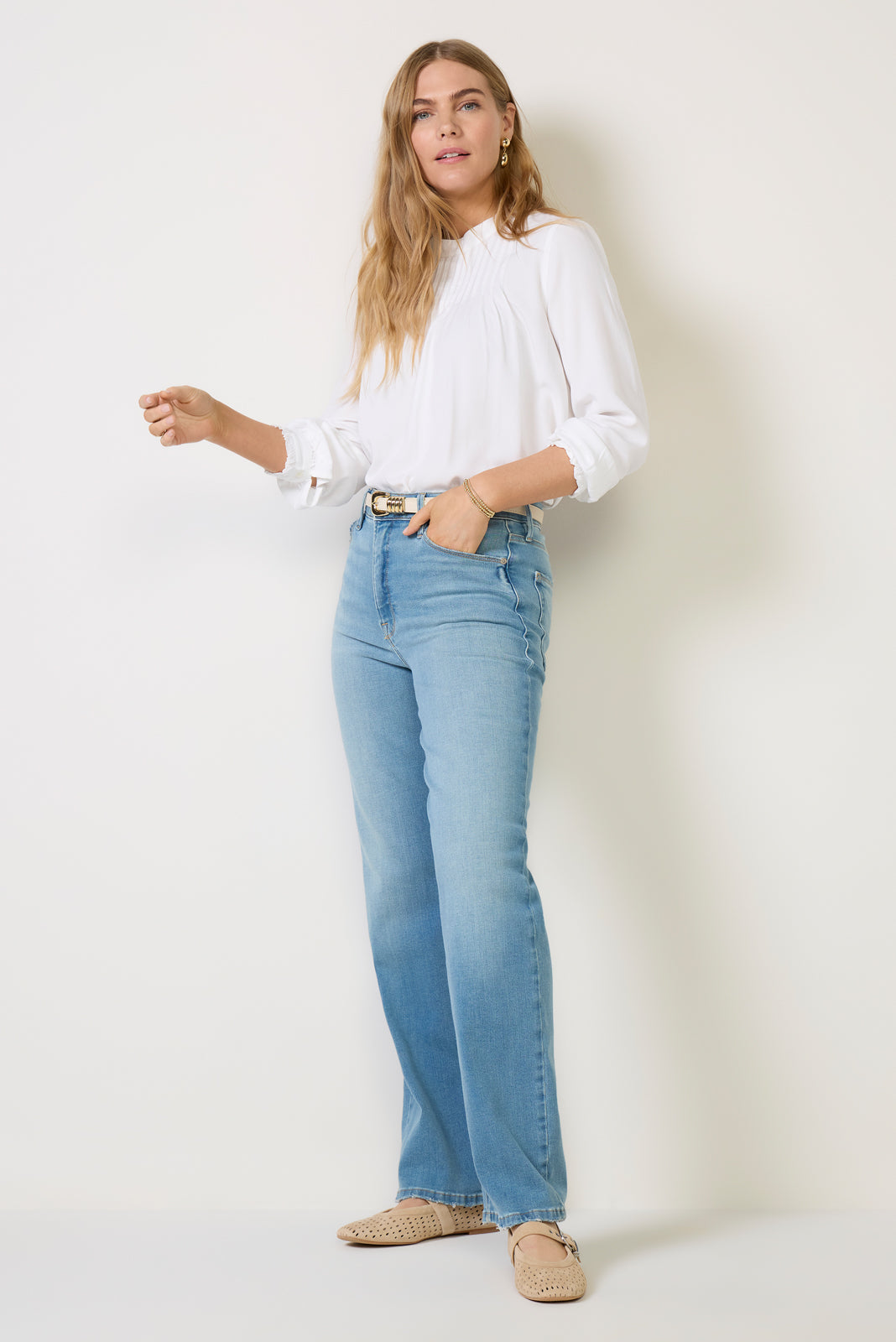 Women's Mockneck Pintuck Blouse