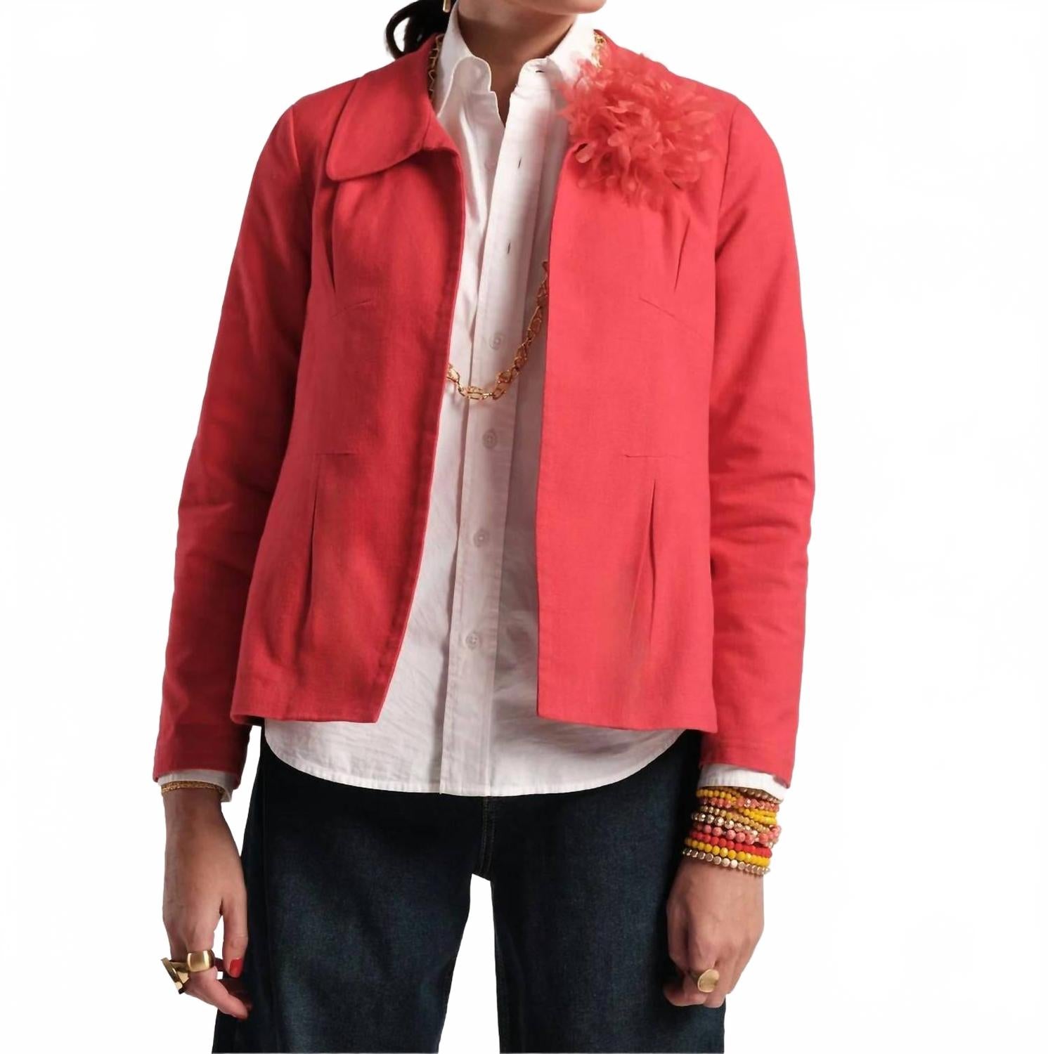 Elle Lined Blazer In Red