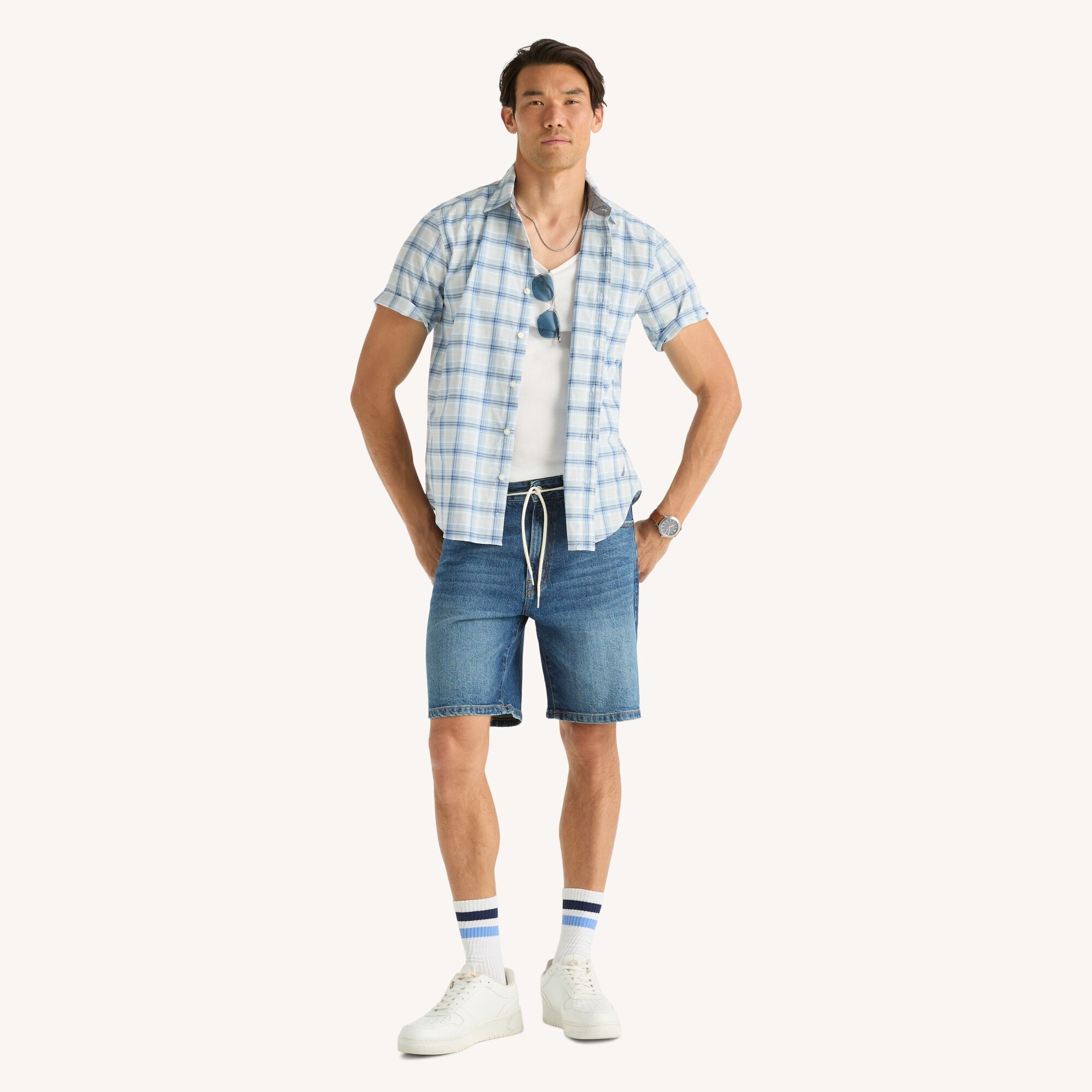 Nautica Mens Plaid Short-Sleeve Shirt