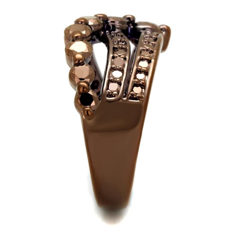 IP Coffee light Brass Ring with AAA Grade CZ in Light Coffee
