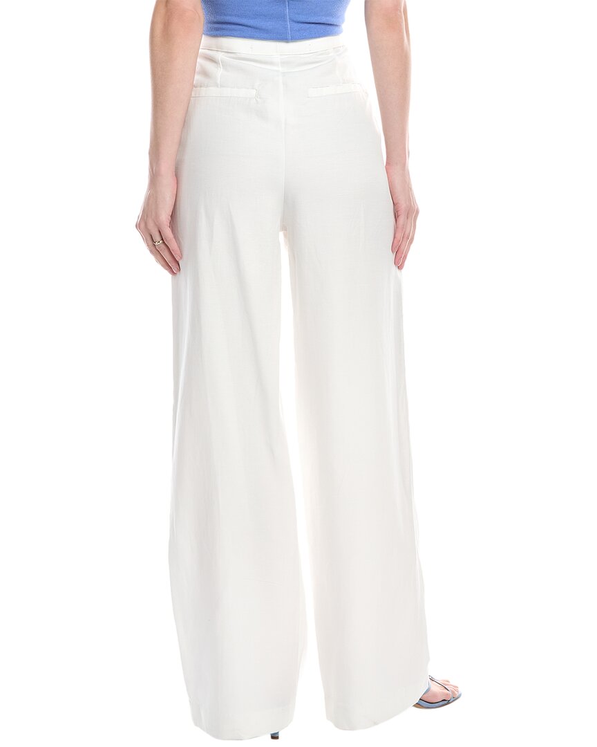 Enza Costa Twill Pleated Wide Leg Linen-Blend Pant