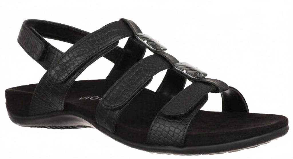Women's Amber Backstrap Sandal In Black Croc