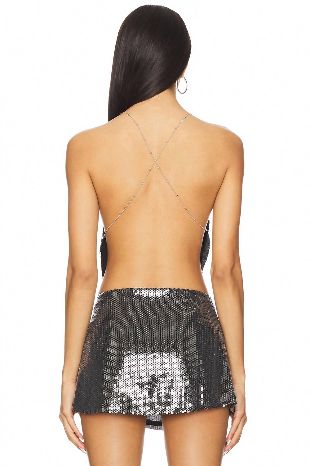 Sequin Asteria Top In Black And Grey