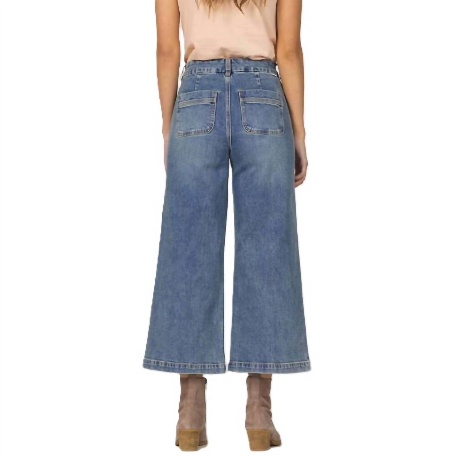 Audrey High Rise Wide Leg Crop Jeans In Waikiki